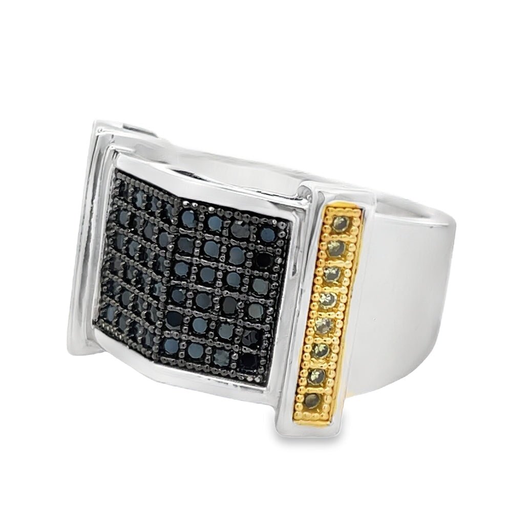 Tip Top Black & Yellow CZ Ring .925 Sterling Silver