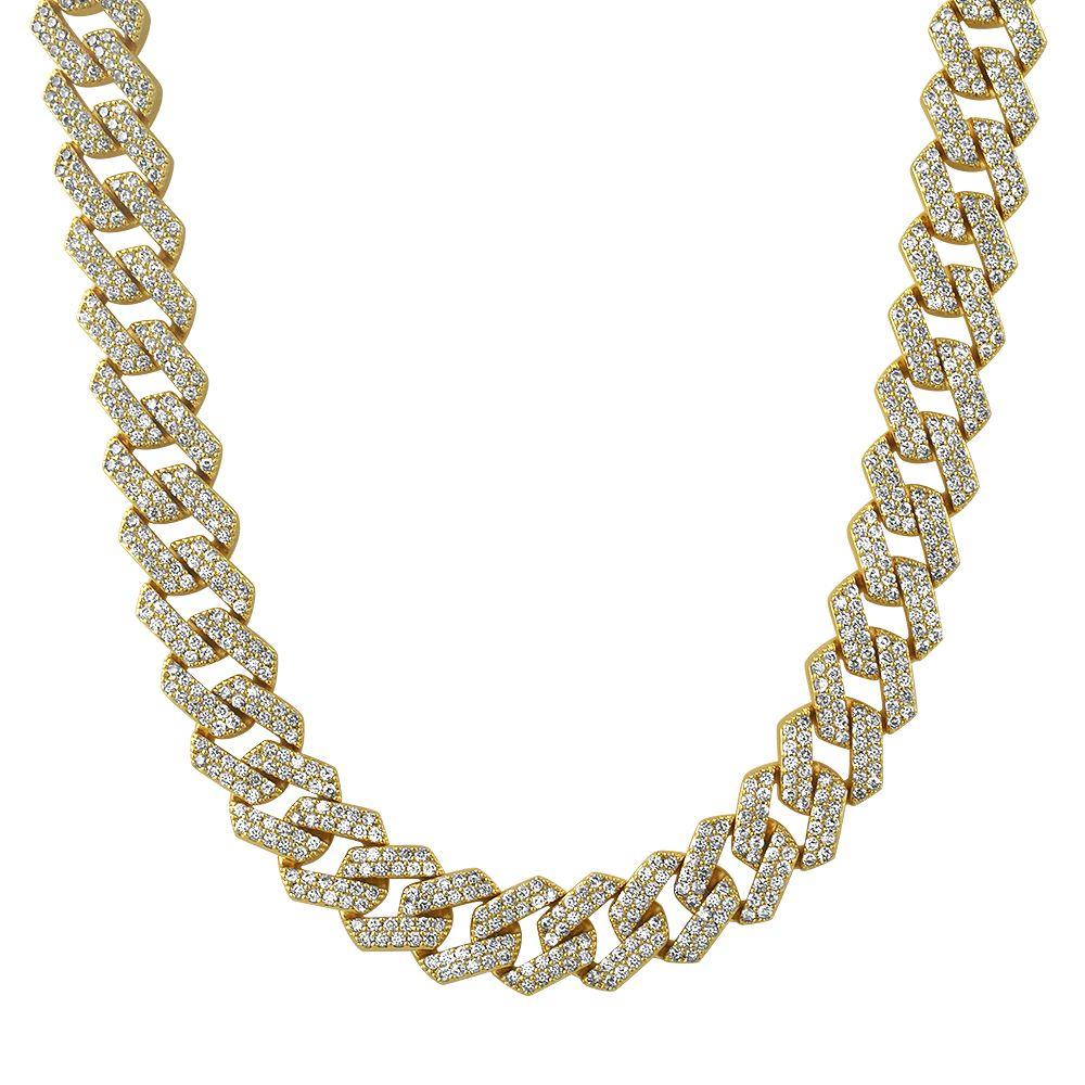Turkish Cuban Bling Bling Chain 14MM White / Yellow Gold