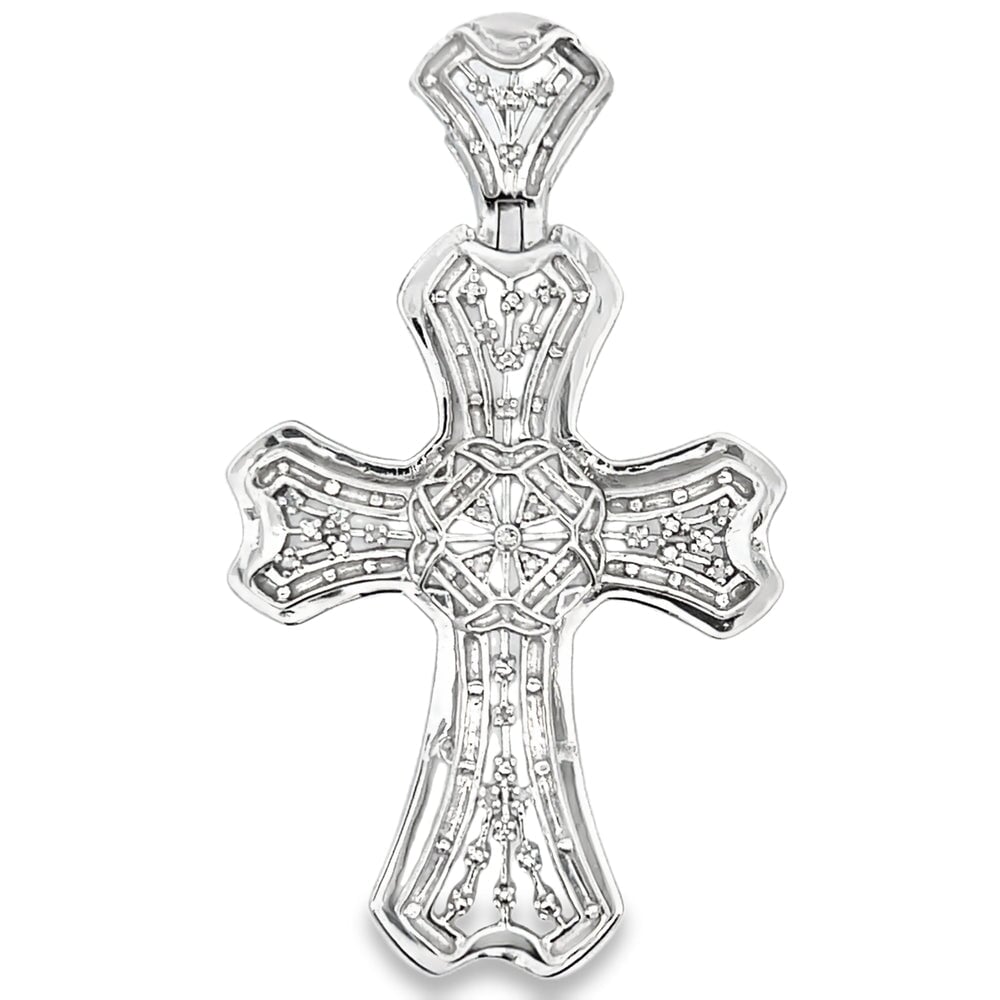 Vintage .25cttw Diamond Cross Pendant .925 Sterling Silver