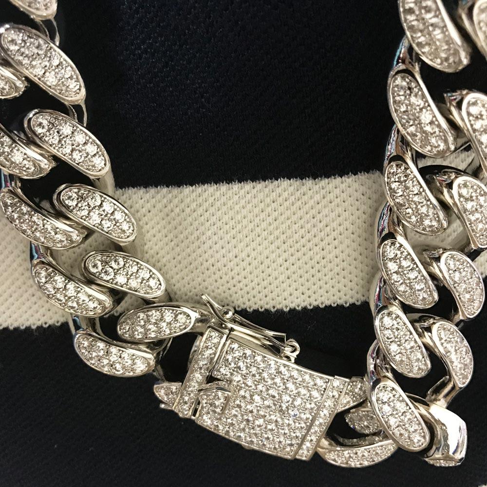 White Gold 19MM Cuban Link Iced Out CZ Chain