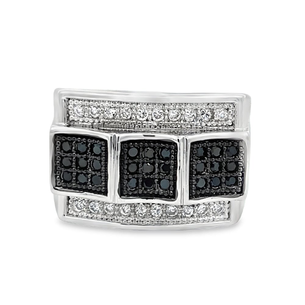 Winner Black & White CZ Ring .925 Sterling Silver