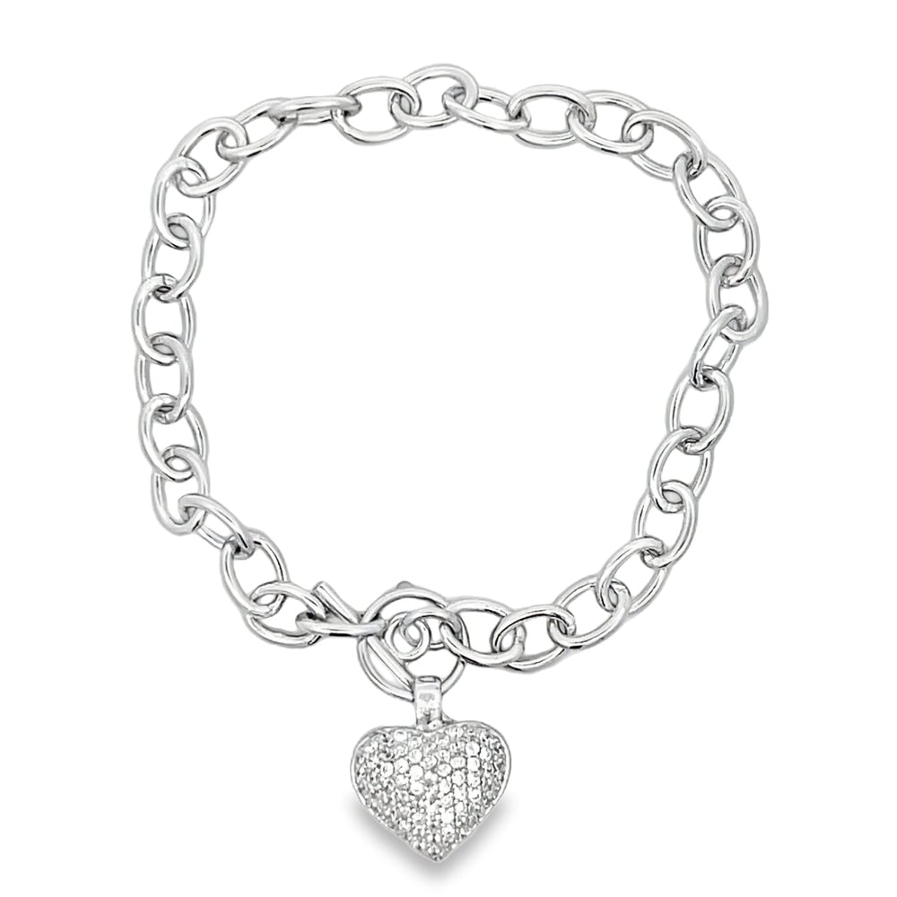 Womens Heart Bracelet .925 Sterling Silver
