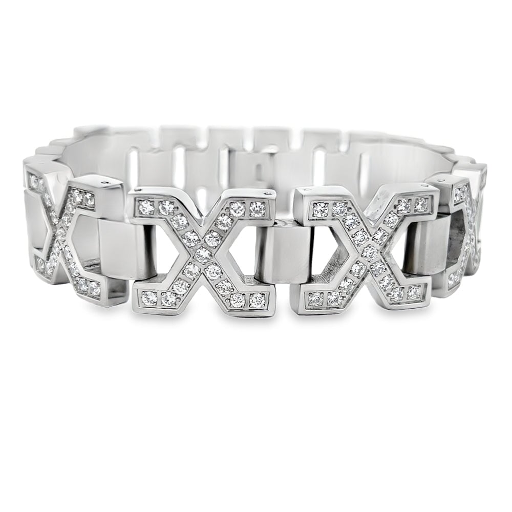 X CZ Iced Out Bracelet Stainless Steel