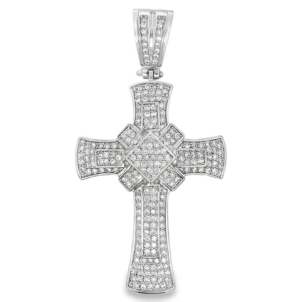 X Fancy Cross CZ Iced Out Pendant
