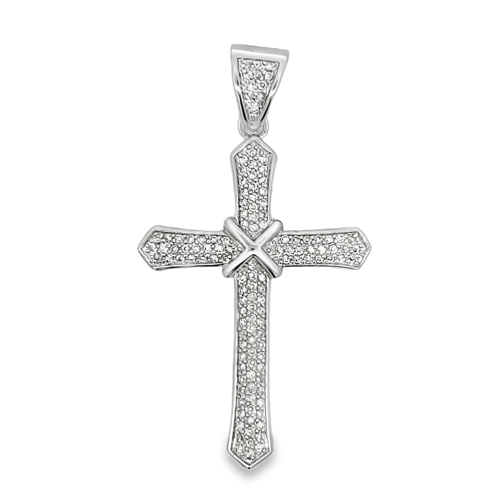 X Pointed Cross CZ Pendant .925 Sterling Silver