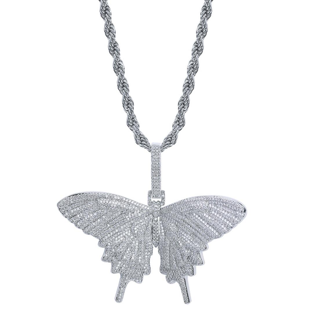 XL 3D Butterfly Iced Out Bling Bling Pendant