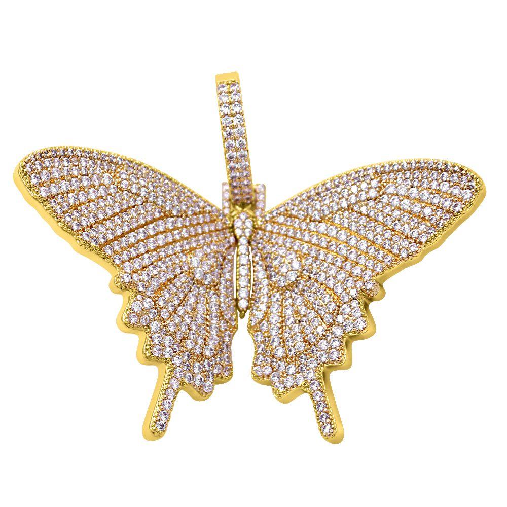XL 3D Butterfly Iced Out Bling Bling Pendant