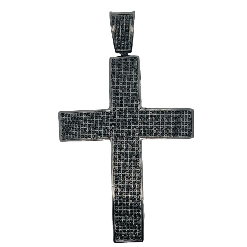 XL 7 Row All Black CZ Cross Iced Out Pendant