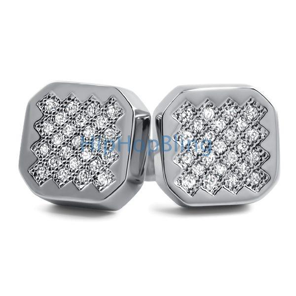 Zig Zag Iced Out CZ Bling Bling Earrings