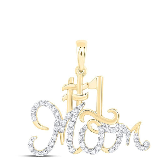 #1 MOM Diamond Pendant 10K Gold
