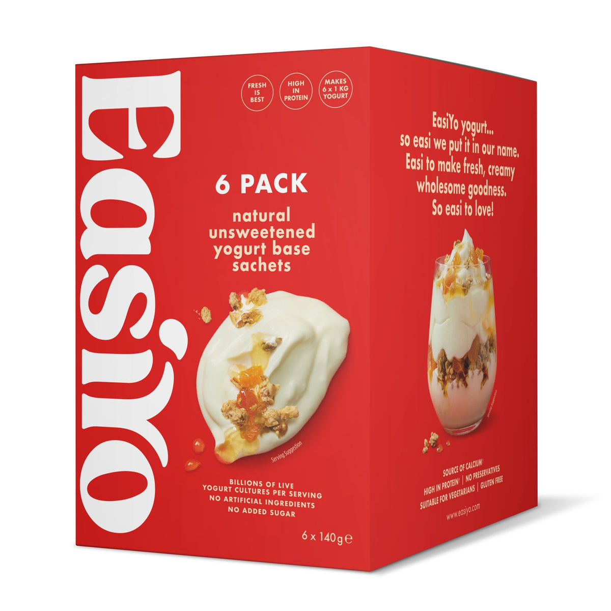 EasiYo Wellbeing Natural Unsweetened Yoghurt Mix x 6