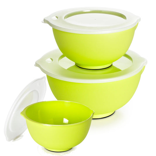 3 Lakeland Plastic Nesting Mixing Bowls 1L 2L and 4L Set With Lids