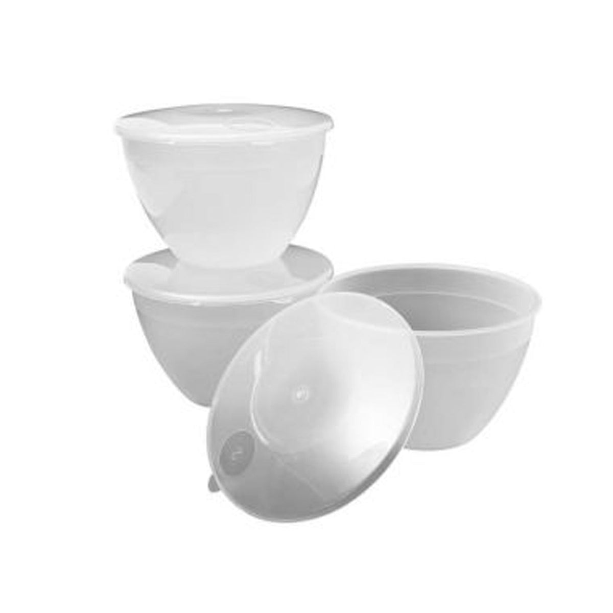 3 Plastic Lidded Steamed Pudding Basins 1.2L