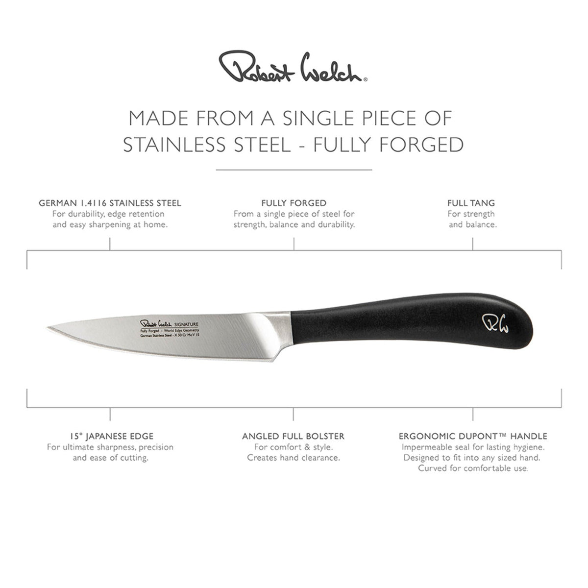 Robert Welch Signature Stainless Steel Vegetable Knife 10cm Blade