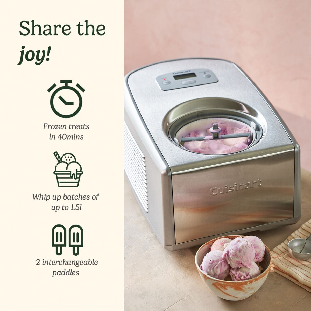 Cuisinart Gelato and Ice Cream Maker 1.5L ICE100BCU
