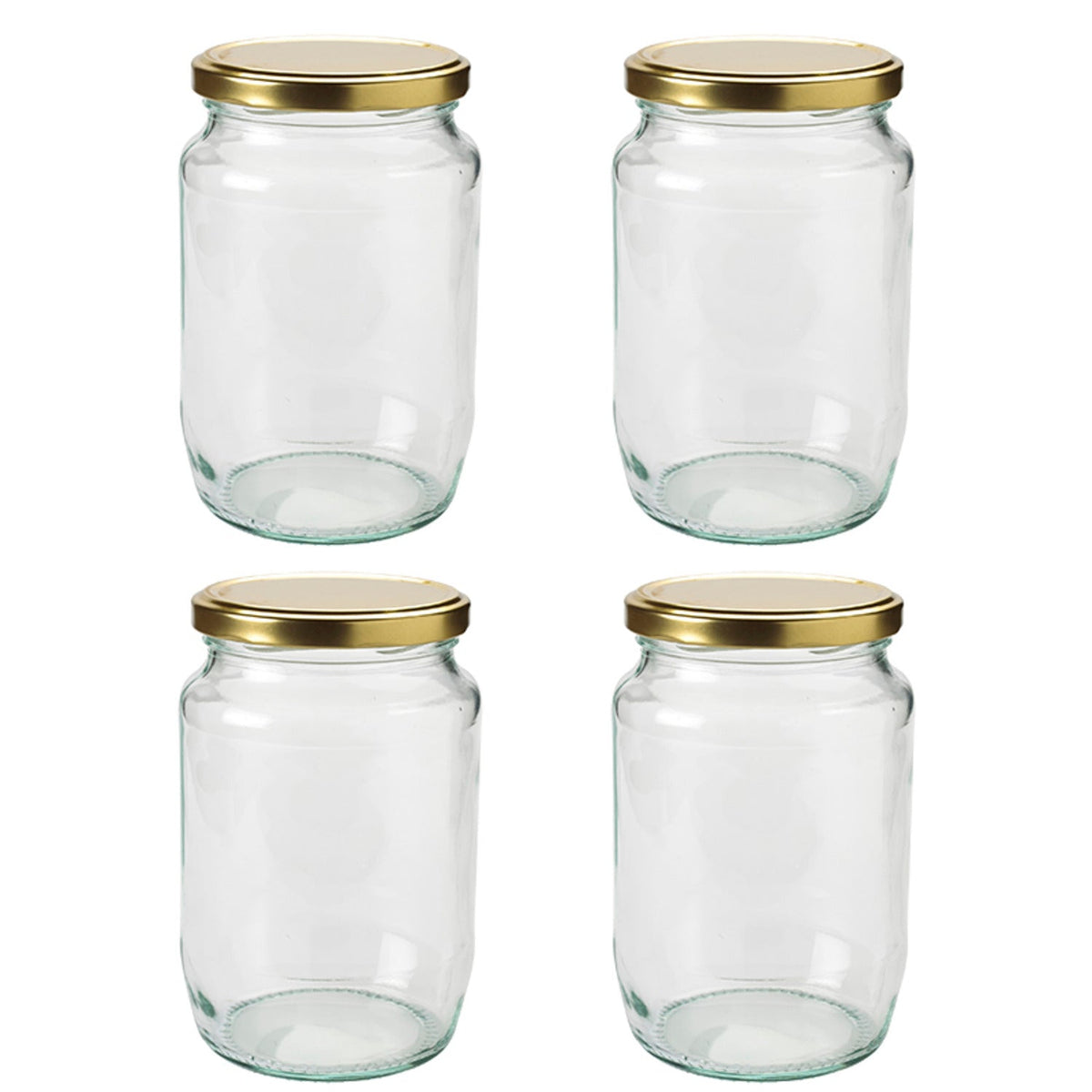 4 Extra Large Glass Jam Jars With Lids 750ml (2lb)