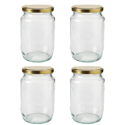 4 Extra Large Glass Jam Jars With Lids 750ml (2lb)