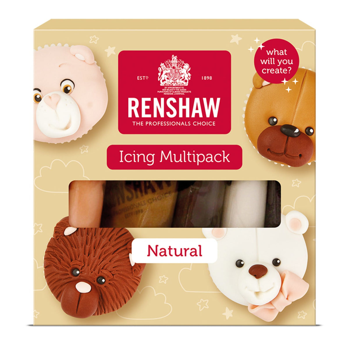 Renshaw Ready To Roll Coloured Icing - 5 x 100g Natural Tones