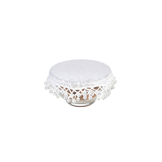 Lace Effect Beaded Food Bowl & Pot Cover - 13cm White