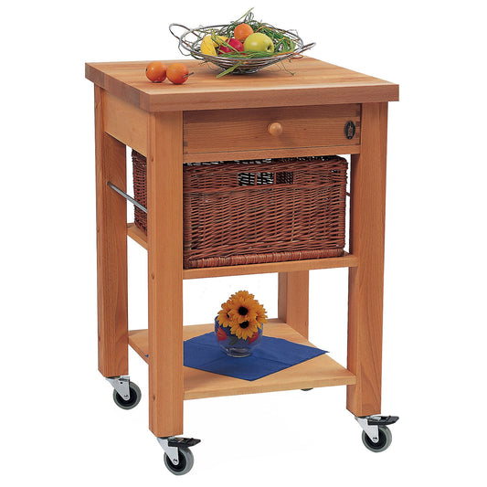 Eddingtons Single Drawer Lambourn Trolley With Solid Beech Top