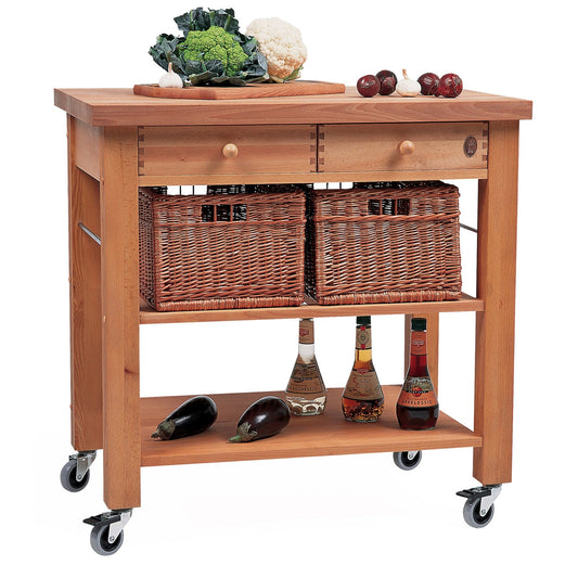 Eddingtons Two Drawer Lambourn Trolley With Solid Beech Top
