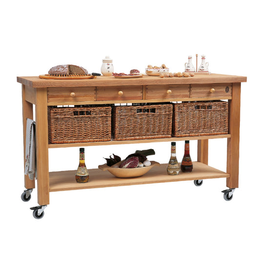 Eddingtons Four Drawer Lambourn Trolley With Solid Beech Top