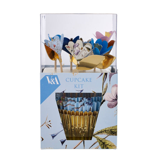 24 V&A Lace Cupcake Cases & 12 3D Flower Toppers