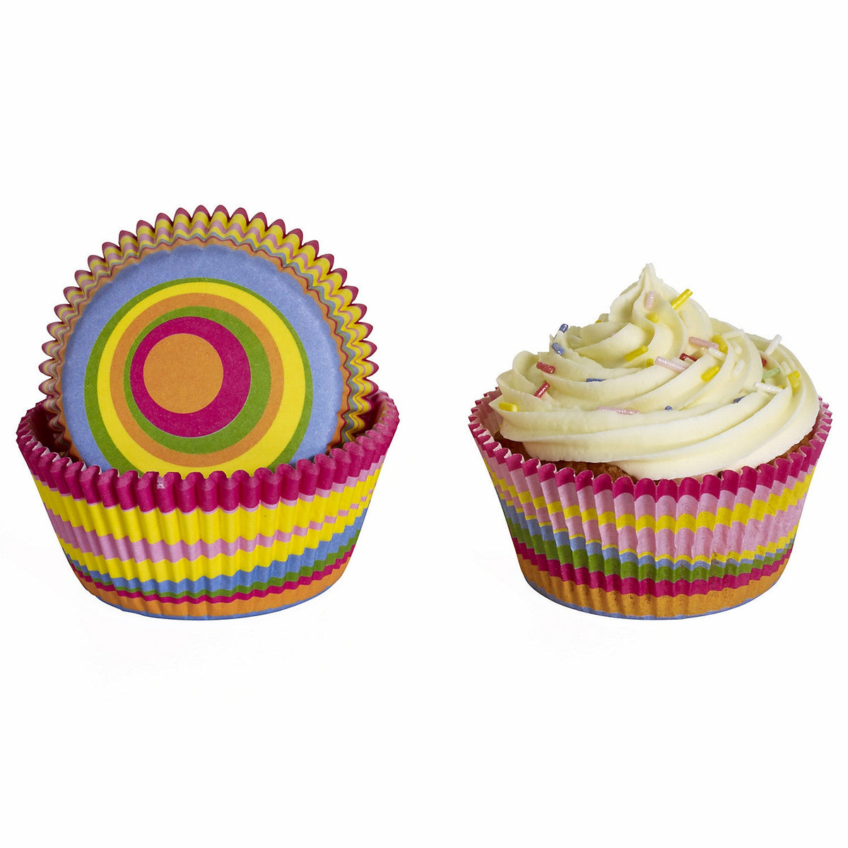 50 Lakeland Greaseproof Cupcake Cases - Bright Colour Swirls