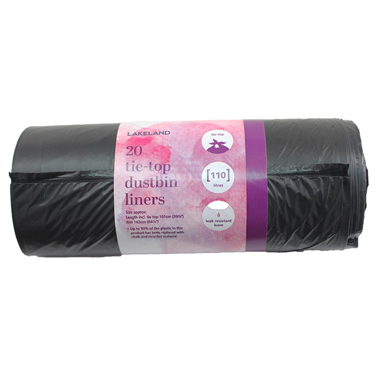 20 Lakeland Tie Top Large Dustbin Liners - Black Bags 110L