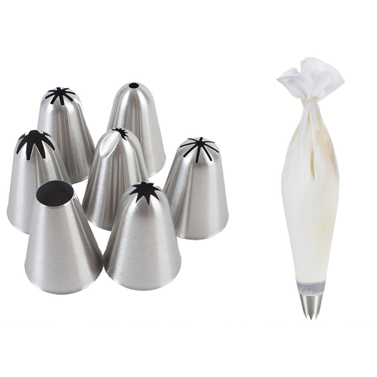 Professional Piping Set - 7 Nozzles and 1 Piping Bag