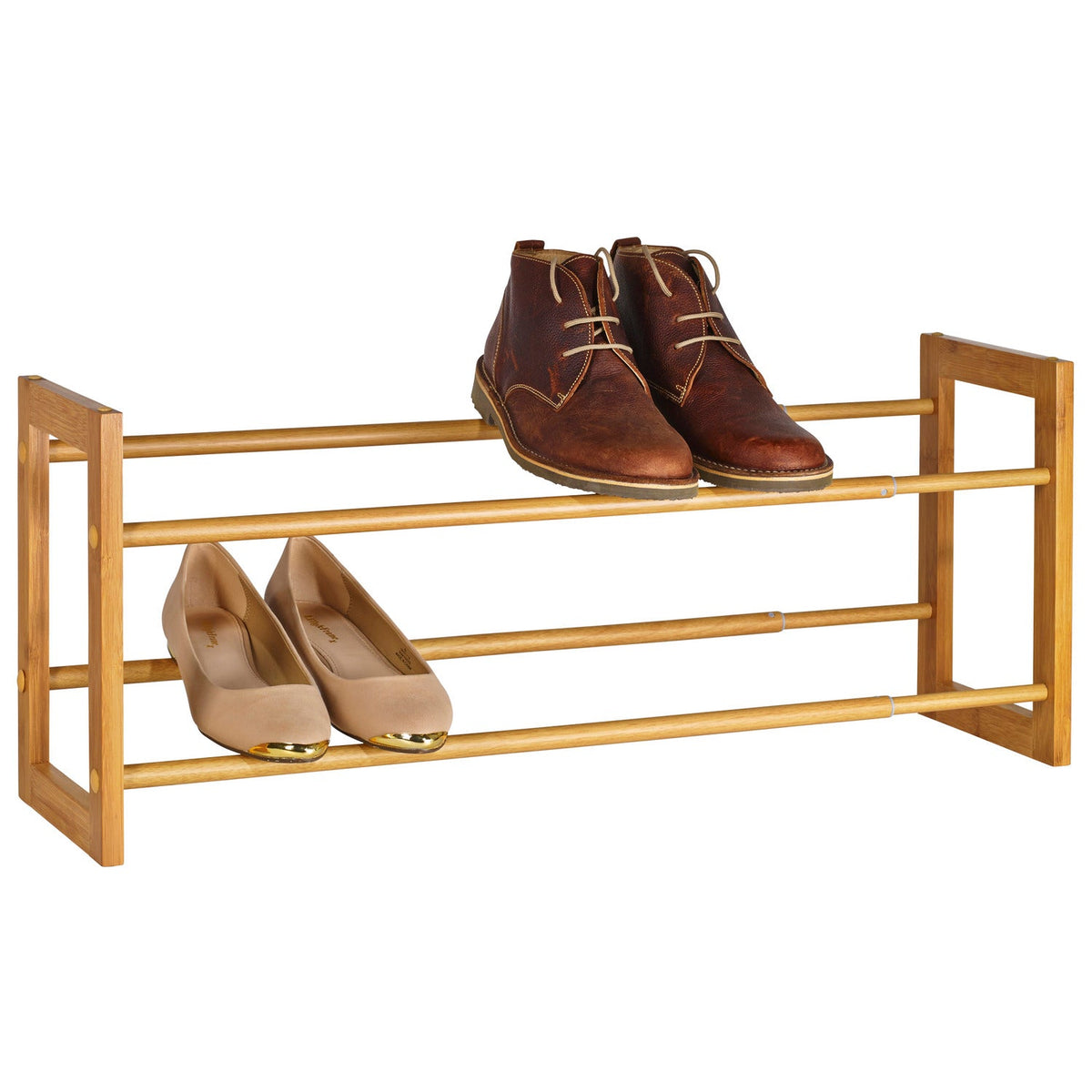 Extending and Stackable Steel Shoe Rack Wood-effect