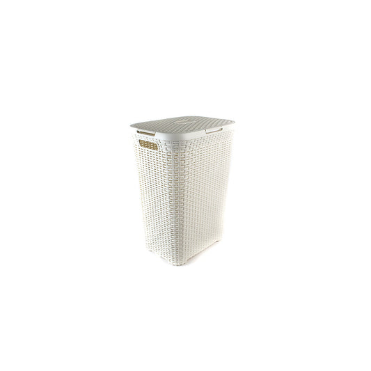 Curver Faux Rattan Lidded Laundry Basket 60L