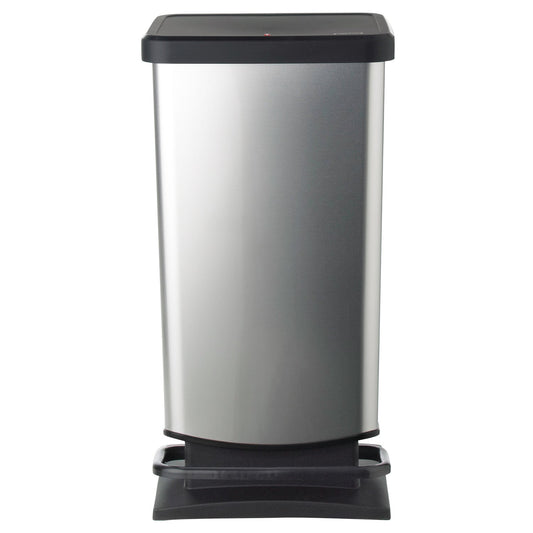 Rotho Kitchen Waste Pedal Bin - Metallic Effect 40L