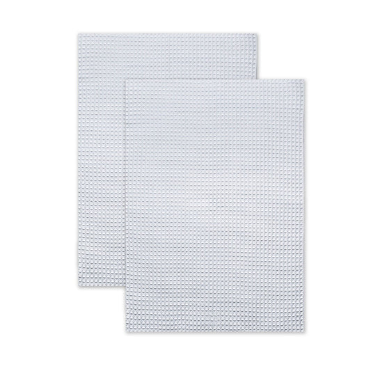 2 White Polyester Mix Waffle Tea Towels