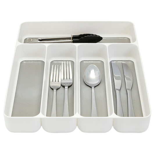Stay Put Drawer Organiser Cutlery Tray 5 Hole - White