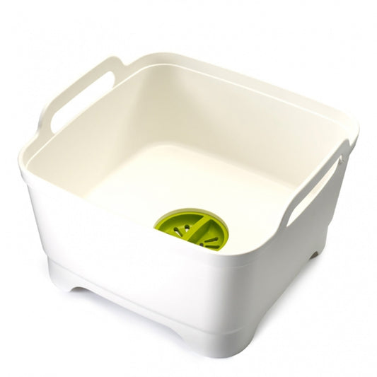 Joseph Joseph Wash and Drain Washing Up Bowl with Plug - White