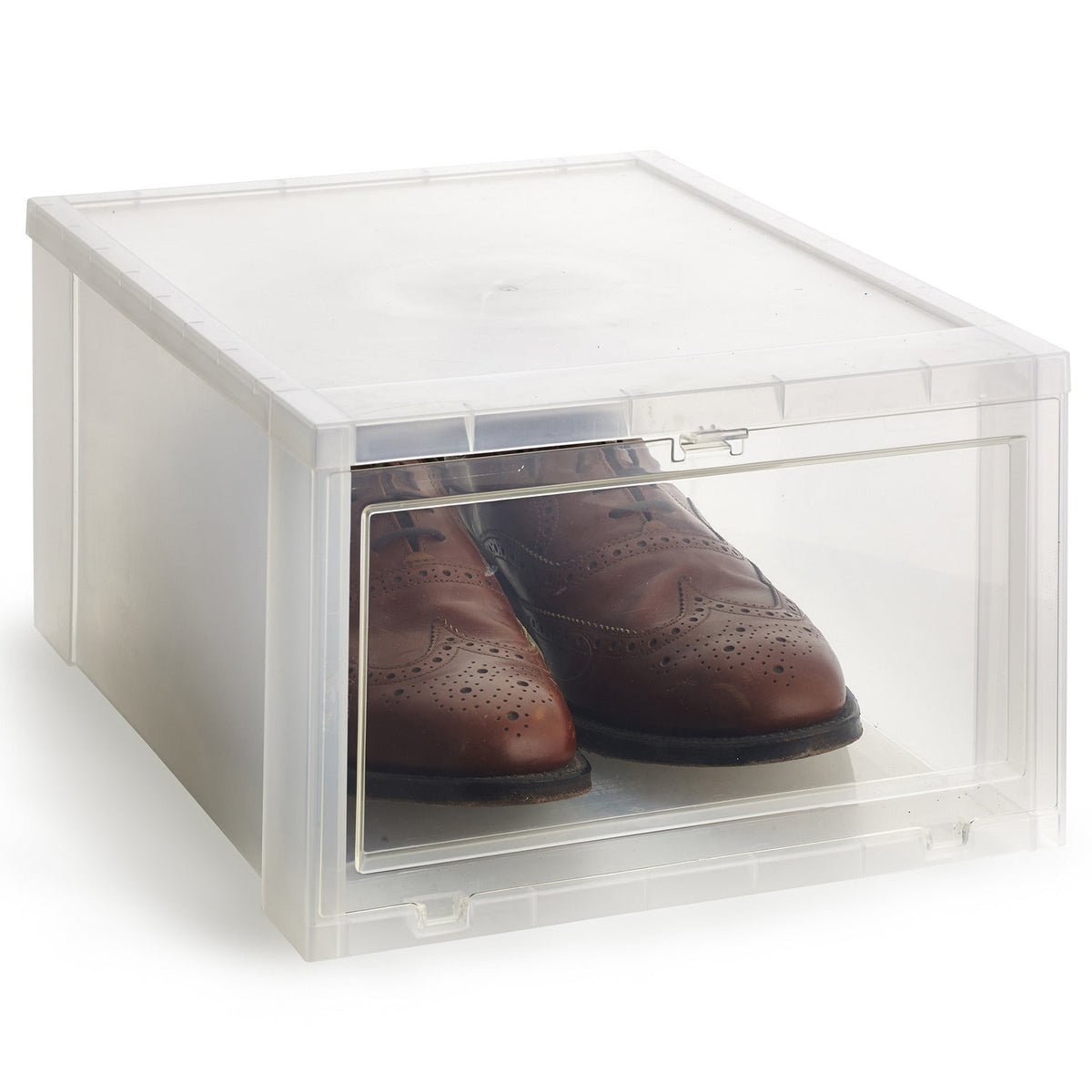Drop Front Stackable Clear Plastic Shoe Storage Box - Large