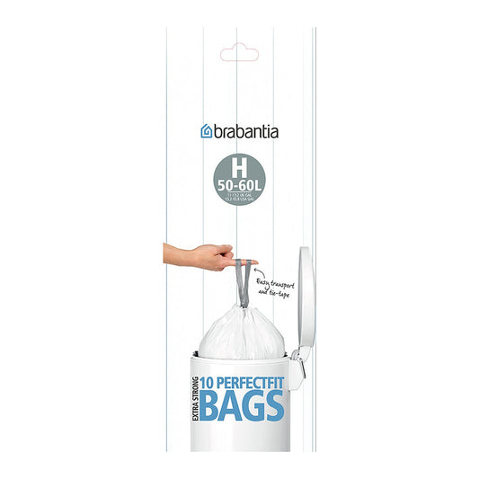 10 Brabantia Size H PerfectFit Drawstring Bin Bags 50-60L