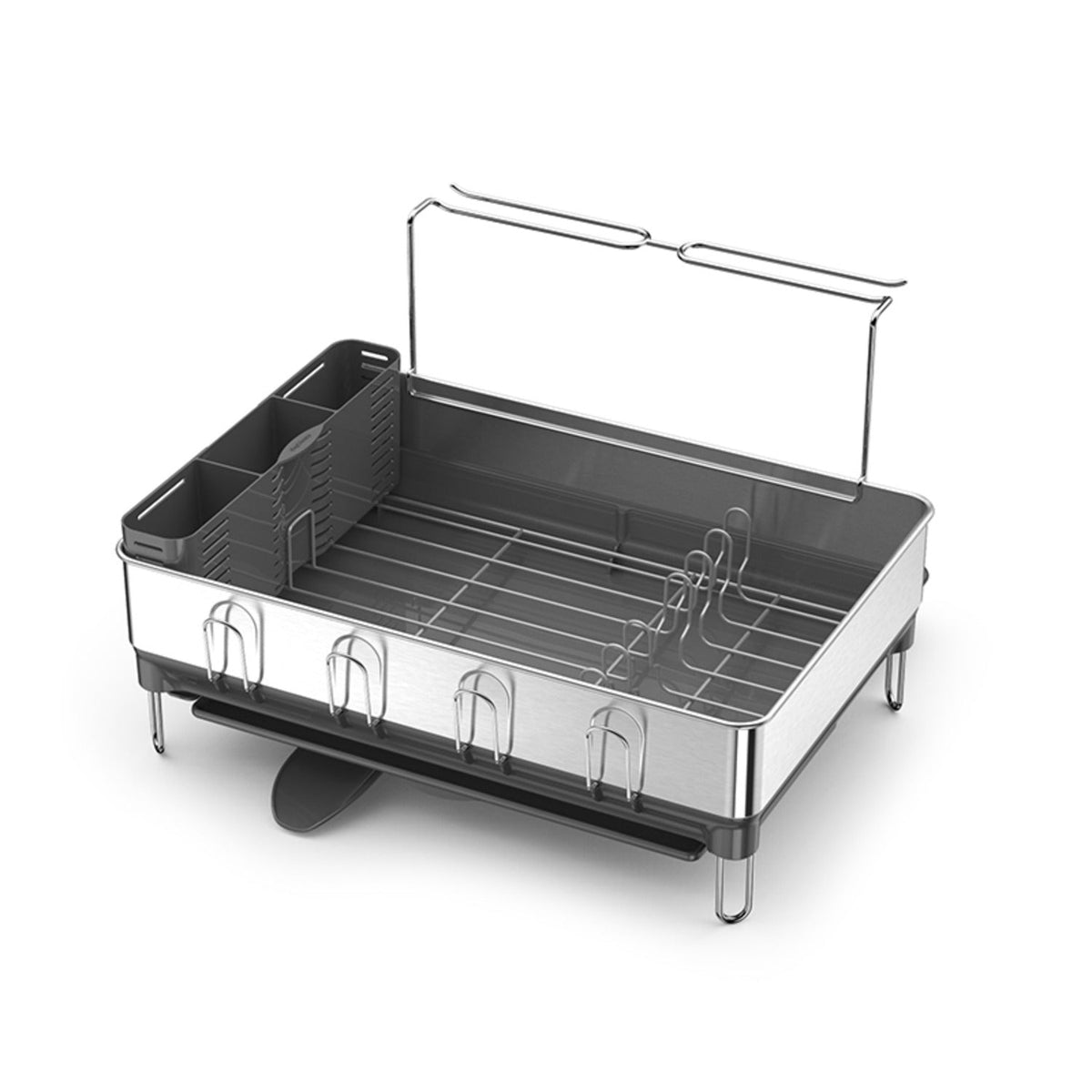 simplehuman Steel Frame Large Dish Drainer Rack - Silver and Grey