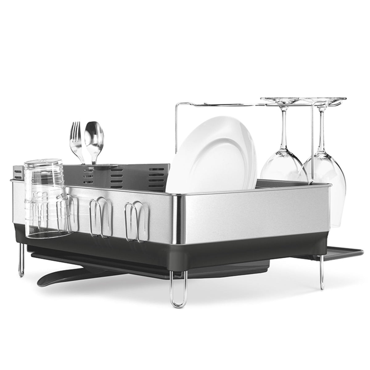 simplehuman Steel Frame Large Dish Drainer Rack - Silver and Grey