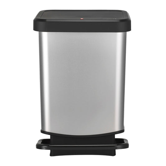 Rotho Kitchen Waste Pedal Bin - Metallic Effect 20L