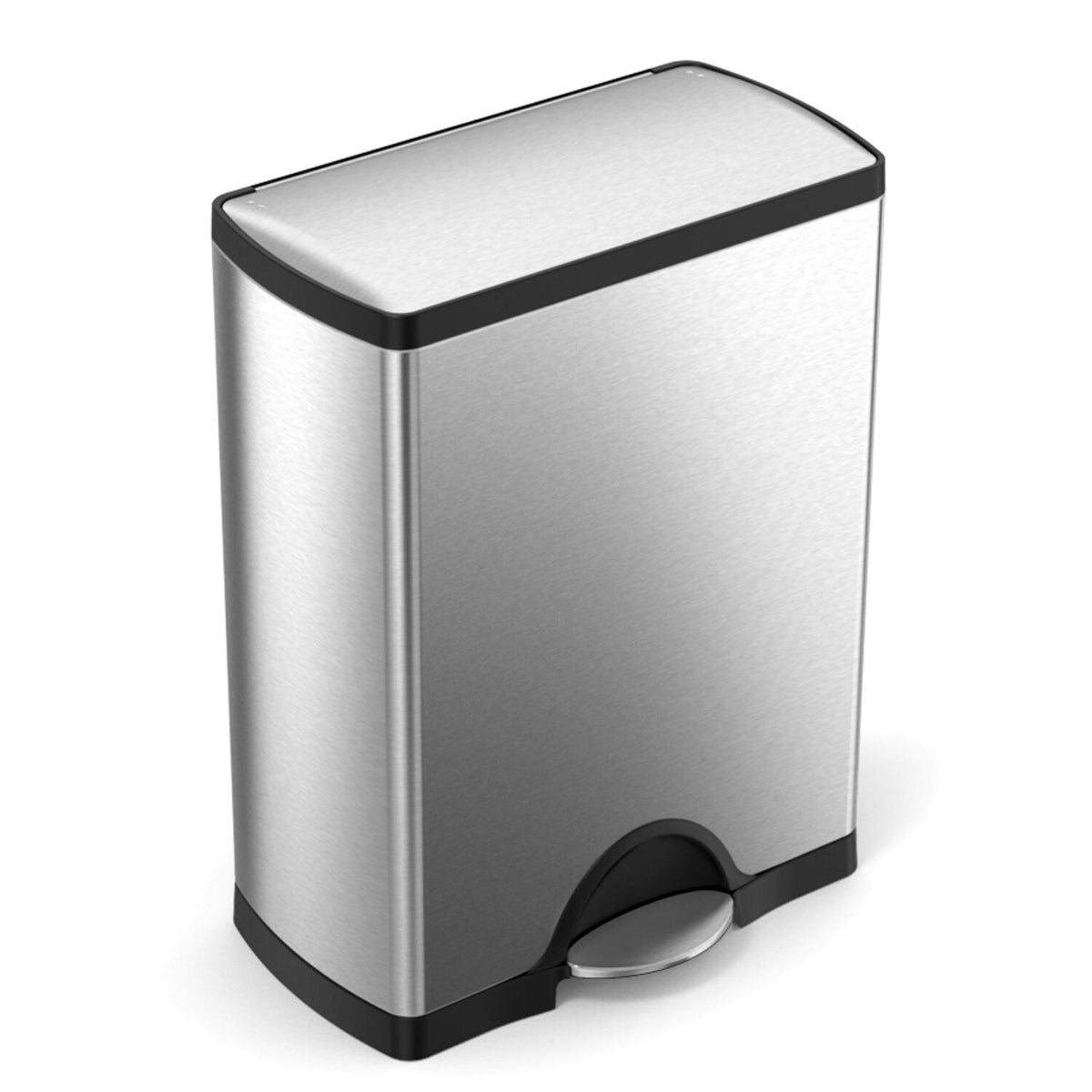 Simplehuman Divided Recycle Kitchen Waste Pedal Bin - Silver 46L