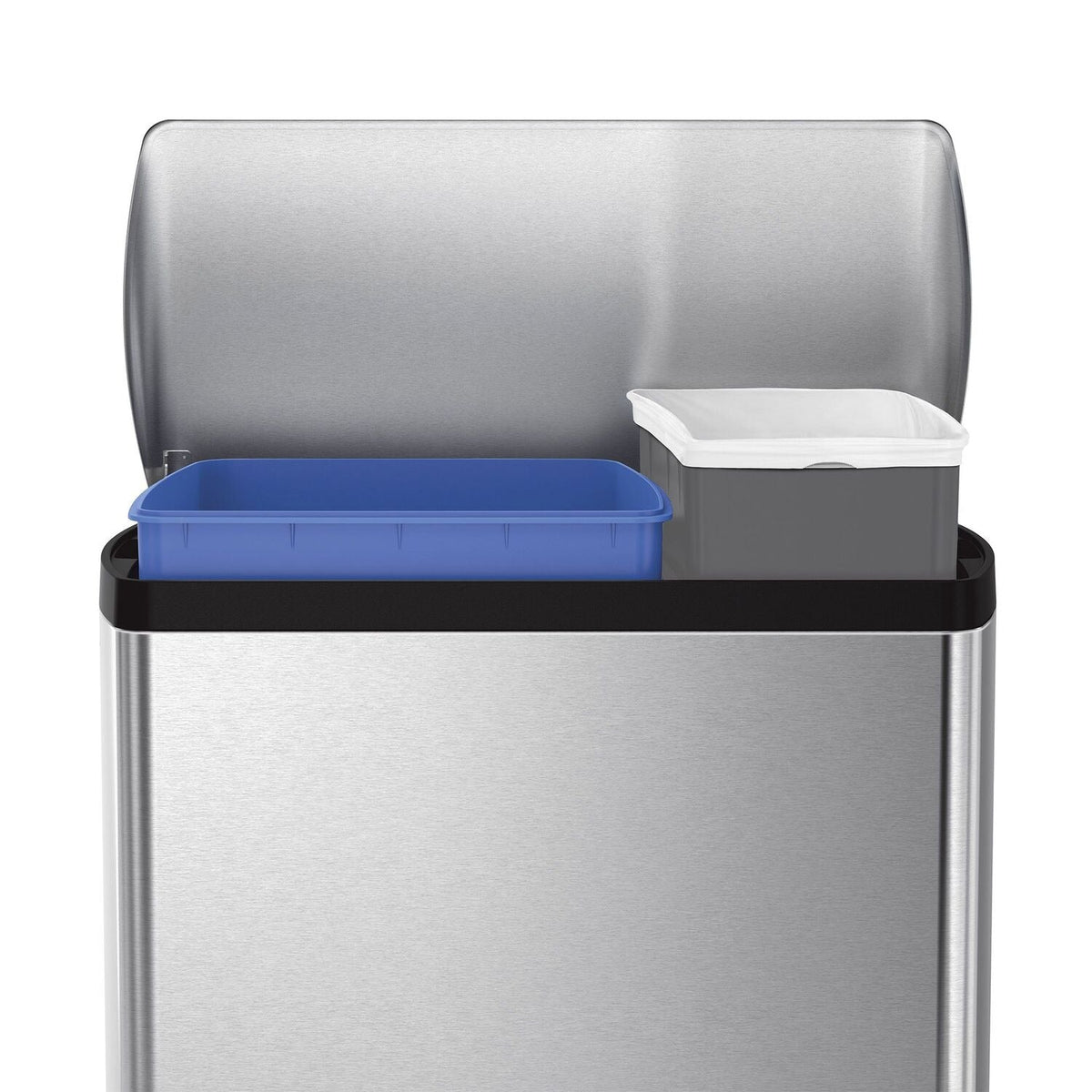 Simplehuman Divided Recycle Kitchen Waste Pedal Bin - Silver 46L