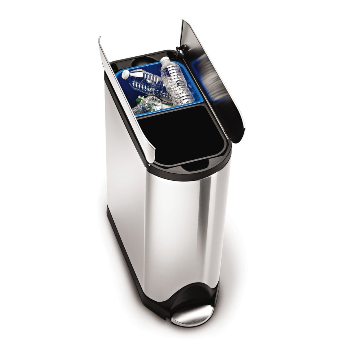 simplehuman Butterfly Lid Kitchen Recycler Pedal Bin - Silver 40L