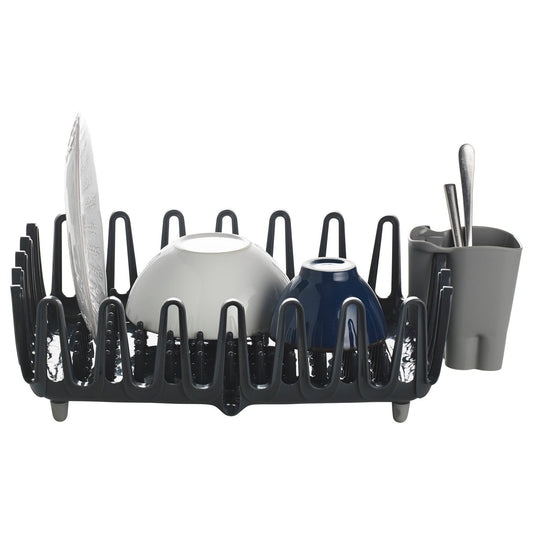 ILO Clam Shell Small Compact Dish Drainer Rack Grey