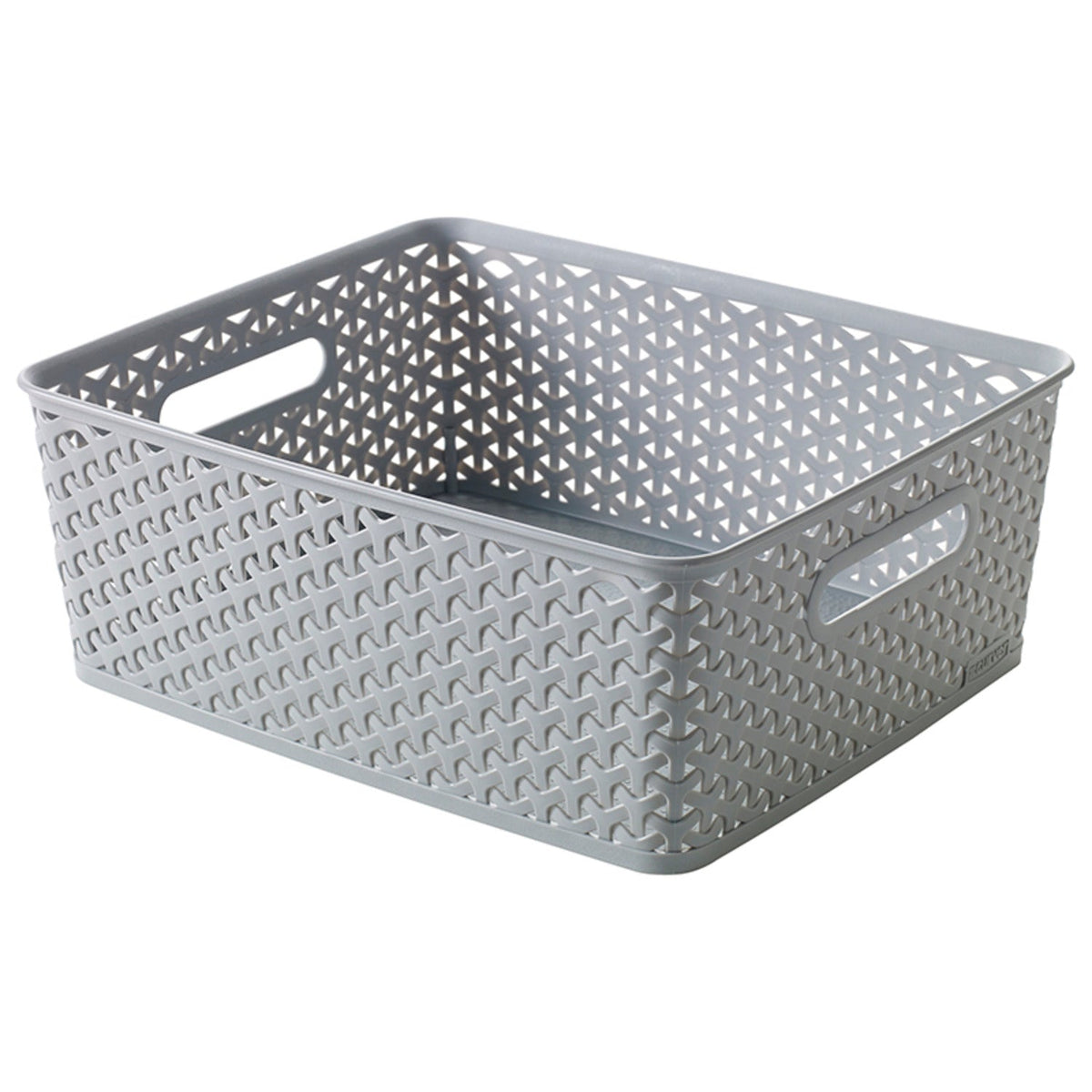 Medium Faux Rattan Storage Basket Grey