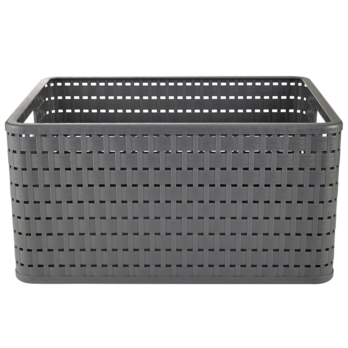 Rotho Lattice Effect Storage Basket Large - Slate Grey