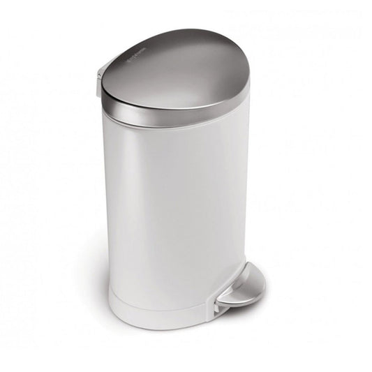 simplehuman Mini Semi-Round Pedal Bin - White 6L