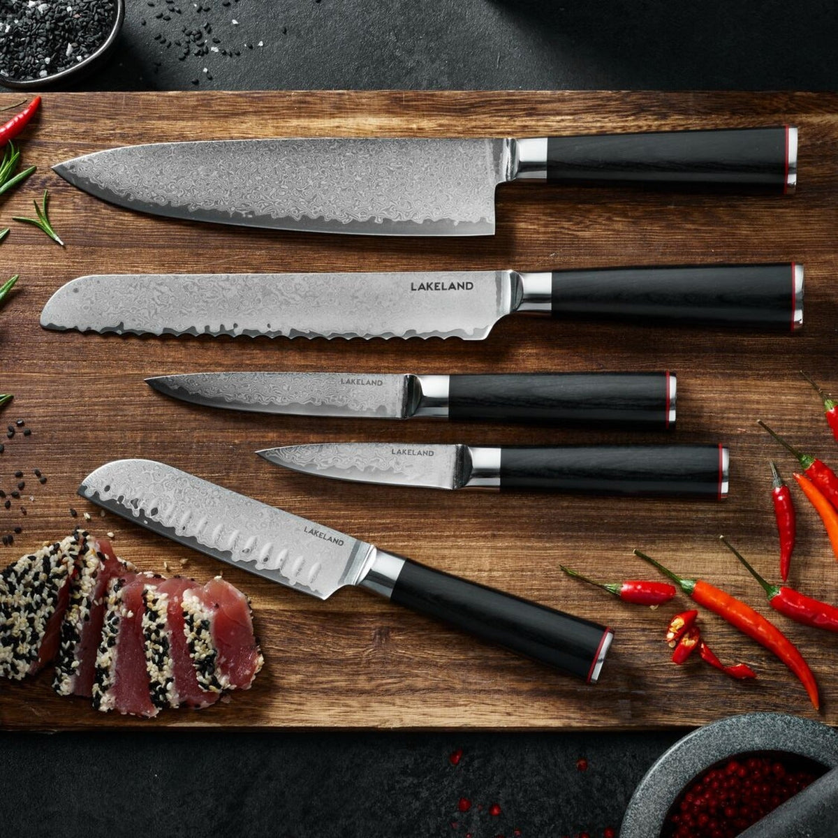 Lakeland Damascus Santoku Knife 13cm Blade