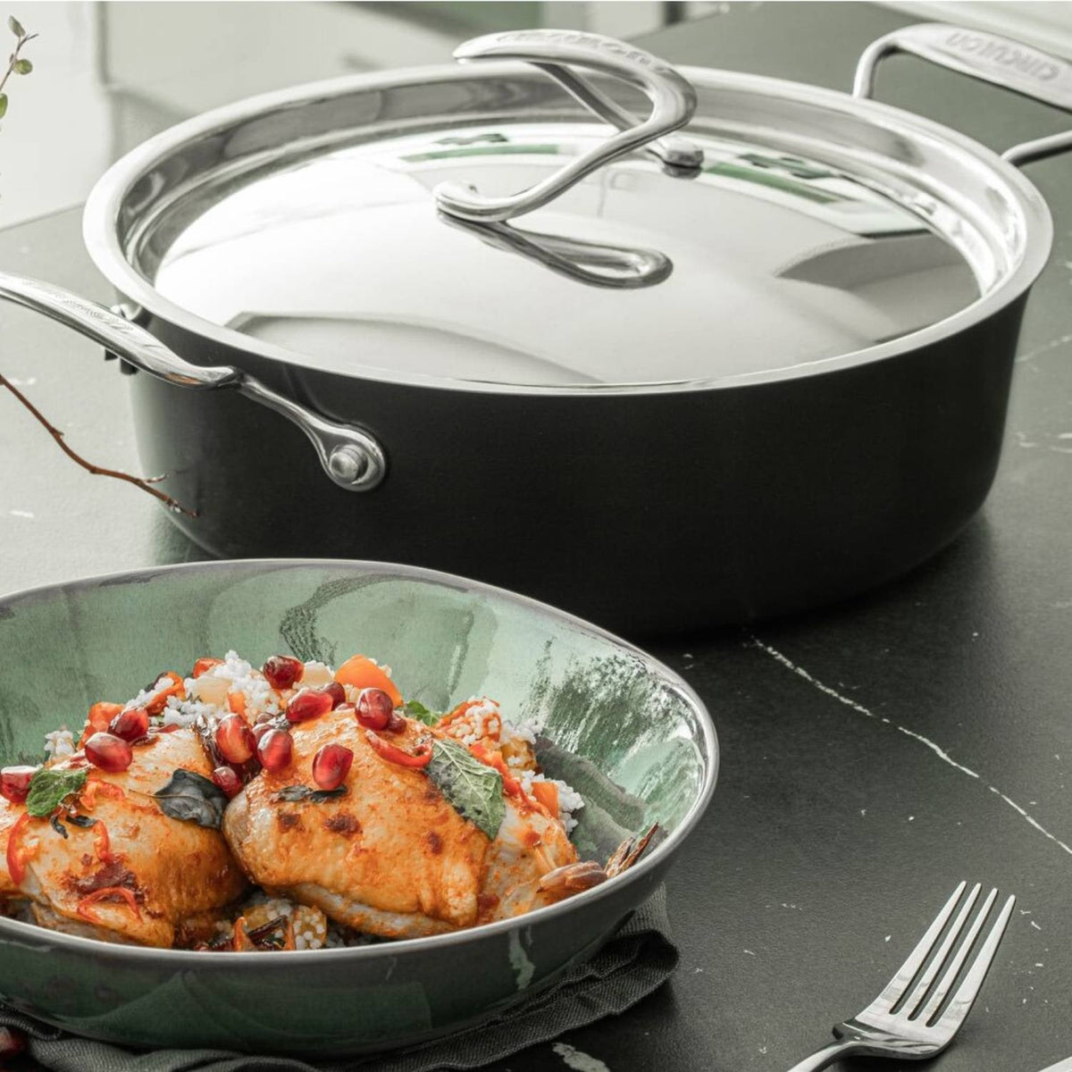 Circulon Style 20cm Hard Anodised Sauteuse Pan